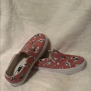 Vans Pink Floral Slip-On Shoes Size 6.5